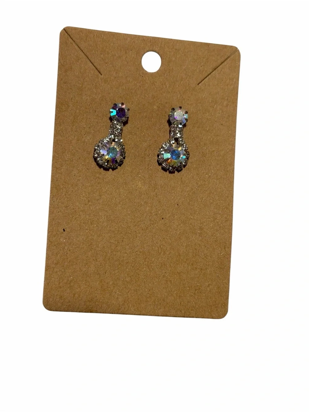 Aurora Crystal Drop Stud Earrings - Silver Tone